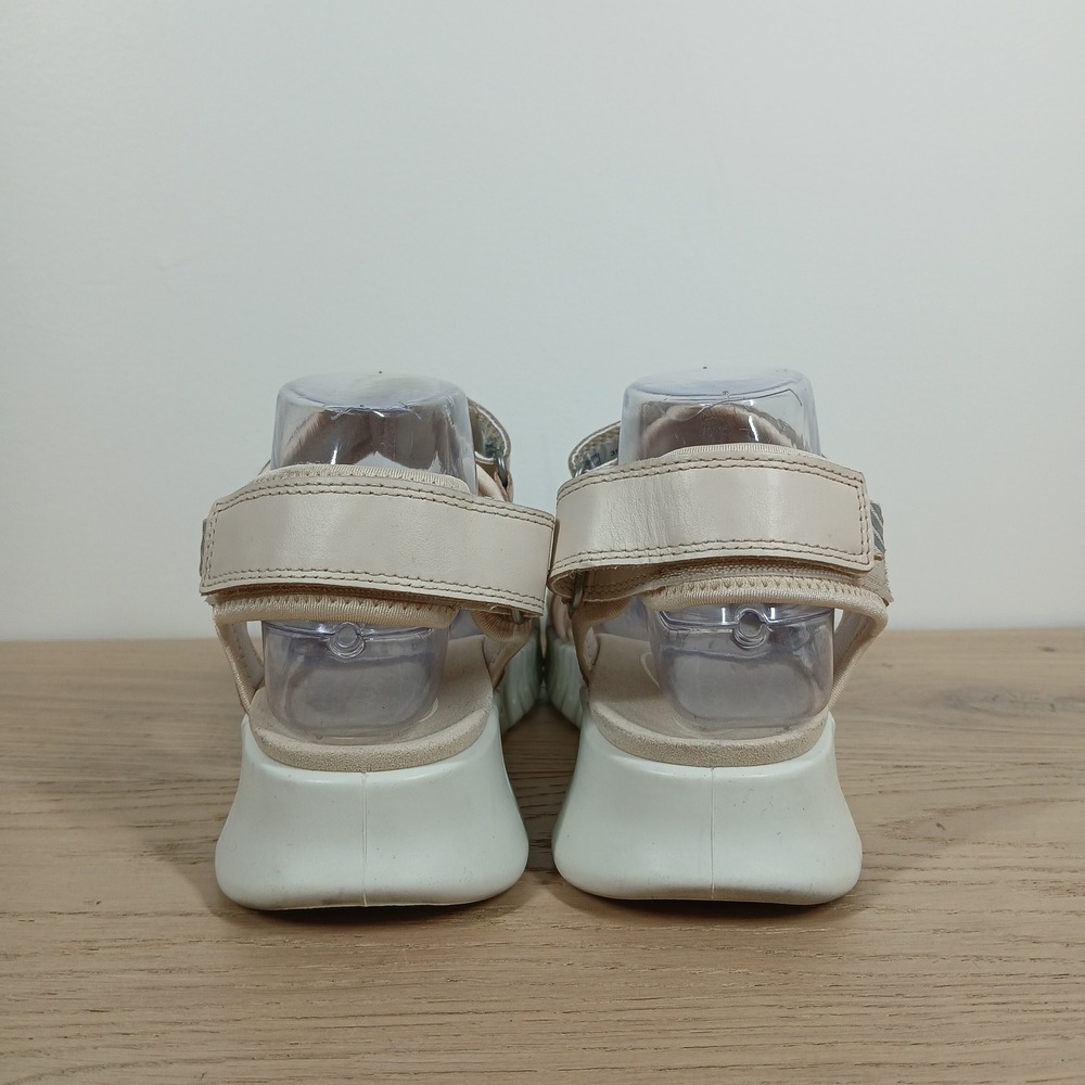 Ecco Sandals Women 8-8.5 Beige Leather Strappy Platform Chunky Comfort - Picture 4 of 11